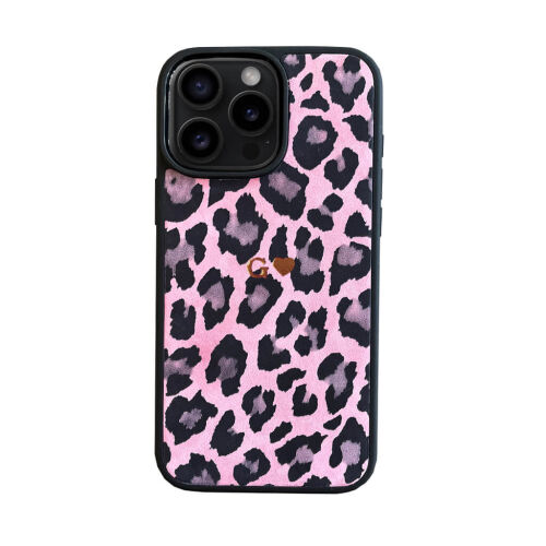 Deri iPhone Kılıf 16 Pro Max Pembe Leopar - 1