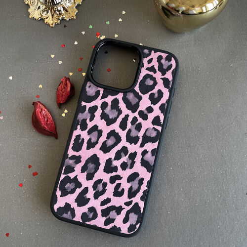 Deri iPhone Kılıf 16 Pro Max Pembe Leopar - 2