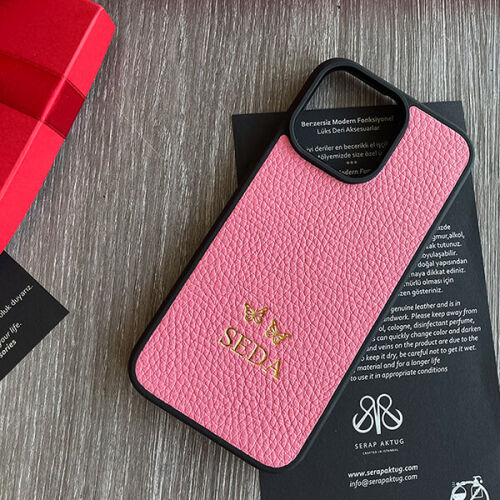 Deri iPhone Kılıf 16 Pro Max Pembe Togo - 